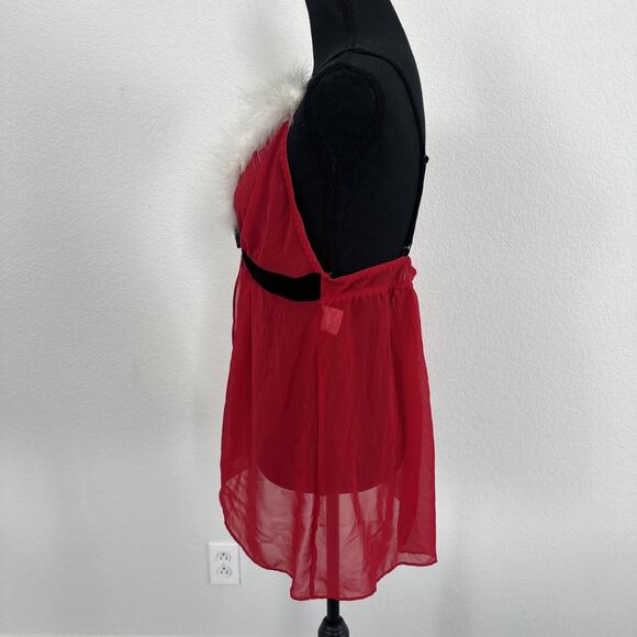 Enchanting Lingerie Sexy Santa Claus Top Women's Top Size Large Christmas Red - Picture 3 of 12